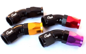 AN8 hose end 45 ° Full flow PTFE